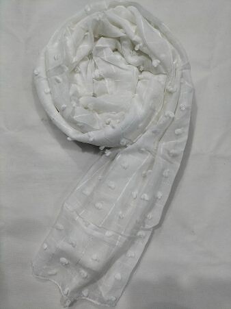 Checks with Bubbles Lawn Scarf - White