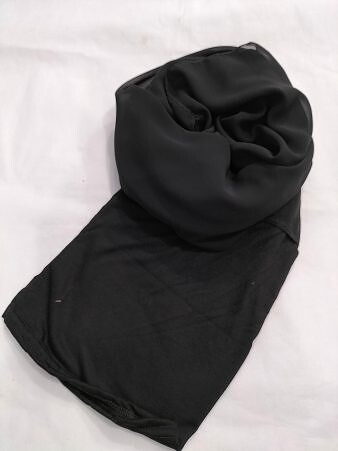 Chiffon Ready to Wear Hijab with Stitched Cap - Black