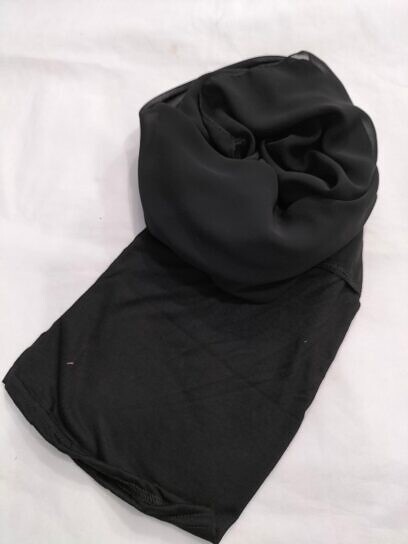 chiffon ready to wear hijab with stitched cap black