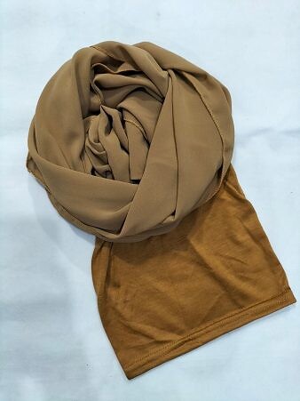 Chiffon Ready to Wear Hijab with Stitched Cap - Camel Chiffon Ready to Wear Hijab with Stitched Cap - Camel