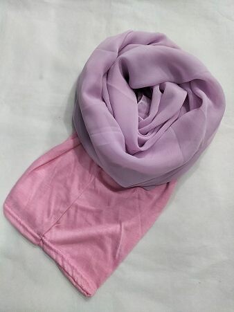 Chiffon Ready to Wear Hijab with Stitched Cap - Purple