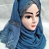 Embroidered Ready to Wear Hijab - Denim