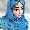 Embroidered Ready to Wear Hijab - Fountain Blue Embroidered Ready to Wear Hijab - Fountain Blue