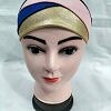 Golden Fancy Tie Back Bonnet - Baby Pink and Blue