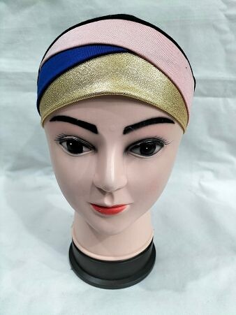 Golden Fancy Tie Back Bonnet - Baby Pink and Blue