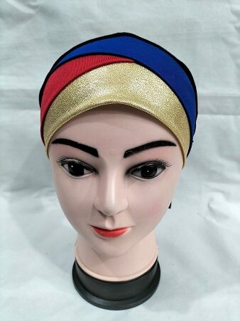 Golden Fancy Tie Back Bonnet - Blue and Red