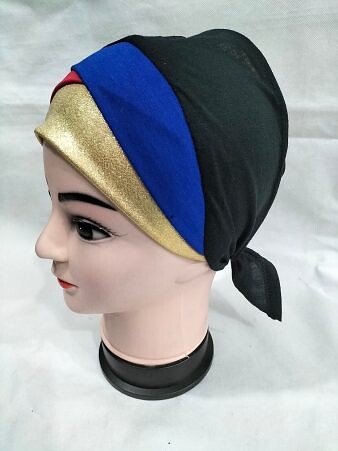 Golden Fancy Tie Back Bonnet - Blue and Red