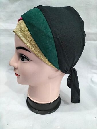 Golden Fancy Tie Back Bonnet - Green and Pink