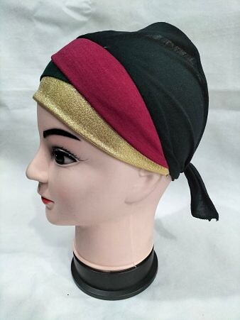 Golden Fancy Tie Back Bonnet - Maroon and Green Golden Fancy Tie Back Bonnet - Maroon and Green