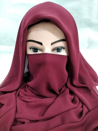 Niqab Ready to Wear - Mahogany Maroon