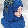 Pearl Floral Ready to Wear with Fancy Bunch - Cobalt Blue Pearl Floral Ready to Wear with Fancy Bunch - Cobalt Blue