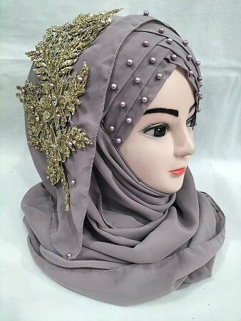 Pearl Floral Ready to Wear with Fancy Bunch - Dirty Purple 2 Pearl Floral Ready to Wear with Fancy Bunch - Dirty Purple 2