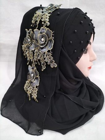 Pearl Ready to Wear with Matching Bunch - Black Pearl Ready to Wear with Matching Bunch - Black