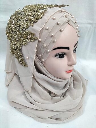 Pearl Ready to Wear with Bunch - Nude Brown