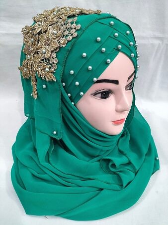 Pearl Ready to Wear with Bunch - Turquoise Pearl Ready to Wear with Bunch - Turquoise