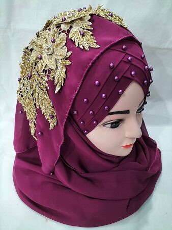 Pearl Ready to Wear with Fancy Bunch - Magenta Pearl Ready to Wear with Fancy Bunch - Magenta