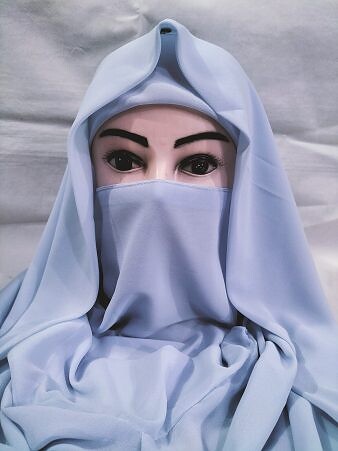Plain Niqab Ready to Wear - Baby Blue Plain Niqab Ready to Wear - Baby Blue