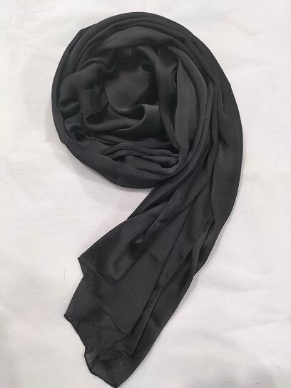 Crinkle Silk Scarf - Black Crinkle Silk Scarf - Black