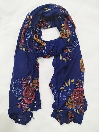 Stretchable Net Scarf with Pearls - Print 3