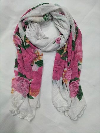 Stretchable Net Scarf with Pearls - Print 4 Stretchable Net Scarf with Pearls - Print 4