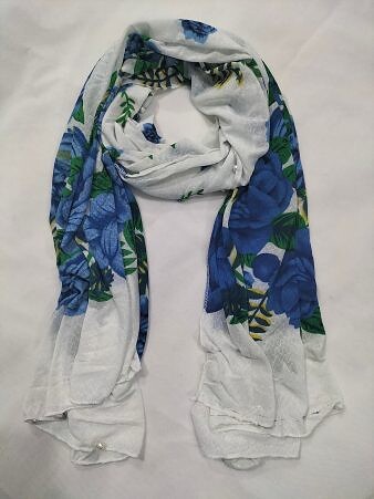 Stretchable Net Scarf with Pearls - Print 5 Stretchable Net Scarf with Pearls - Print 5