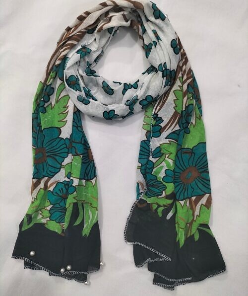 stretchable net scarf with pearls print 9