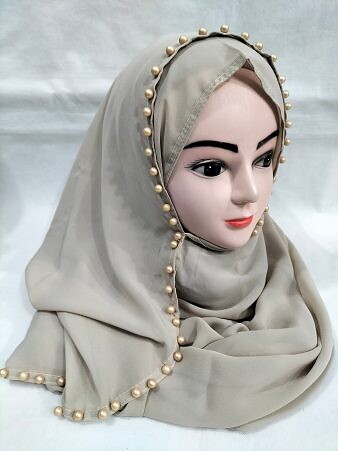 Chiffon Double Loops with Pearls - Nude