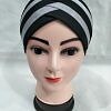 Criss Cross Multi Color Tie Back Bonnet – Grey and Black