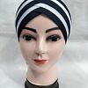 Criss Cross Multi Color Tie Back Bonnet – White and Navy Blue Criss Cross Multi Color Tie Back Bonnet – White and Navy Blue