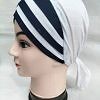 Criss Cross Multi Color Tie Back Bonnet – White and Navy Blue Criss Cross Multi Color Tie Back Bonnet – White and Navy Blue