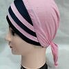 Criss Cross Multi Color Tie Back Bonnet – Pink and Navy Blue Criss Cross Multi Color Tie Back Bonnet – Pink and Navy Blue