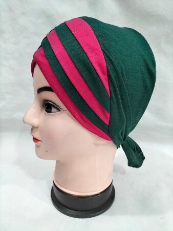 Criss Cross Multi Color Tie Back Bonnet – Sea Green and Pink Criss Cross Multi Color Tie Back Bonnet – Sea Green and Pink