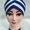 Criss Cross Multi Color Tie Back Bonnet – White and Blue Criss Cross Multi Color Tie Back Bonnet – White and Blue