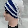 Criss Cross Multi Color Tie Back Bonnet – White and Blue Criss Cross Multi Color Tie Back Bonnet – White and Blue