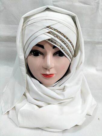 Criss Cross Ready to Wear with Stones - White