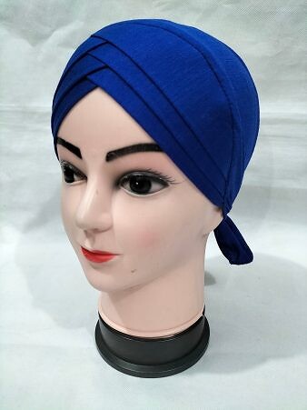Plain Criss Cross Tie Back Bonnet - Royal Blue