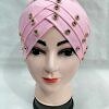 Criss Cross Tie Back Bonnet with Stones - Baby Pink