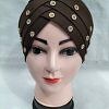 Criss Cross Tie Back Bonnet with Stones - Chocolate Brown Criss Cross Tie Back Bonnet with Stones - Chocolate Brown