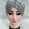 Criss Cross Tie Back Bonnet with Stones - Grey Criss Cross Tie Back Bonnet with Stones - Grey