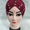 Criss Cross Tie Back Bonnet with Stones - Maroon Criss Cross Tie Back Bonnet with Stones - Maroon