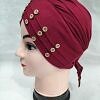 Criss Cross Tie Back Bonnet with Stones - Maroon Criss Cross Tie Back Bonnet with Stones - Maroon