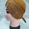 Criss Cross Tie Back Bonnet with Stones - Mustard