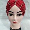 Criss Cross Tie Back Bonnet with Stones - Red