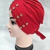Criss Cross Tie Back Bonnet with Stones - Red