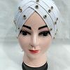 Criss Cross Tie Back Bonnet with Stones - White Criss Cross Tie Back Bonnet with Stones - White