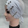 Criss Cross Tie Back Bonnet with Stones - White Criss Cross Tie Back Bonnet with Stones - White