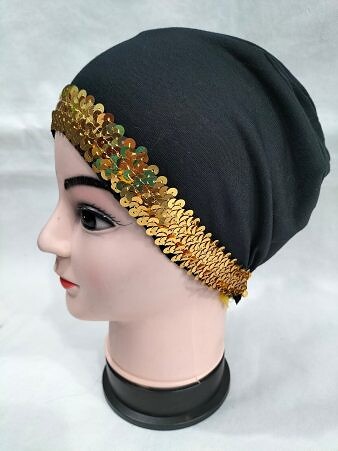 Fancy Cap with Sitare - Black