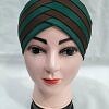 Criss Cross Multi Color Tie Back Bonnet – Brown and Green
