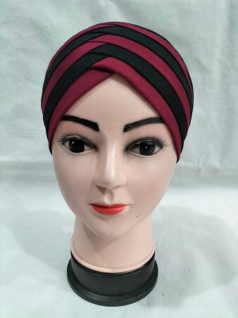 Criss Cross Multi Color Tie Back Bonnet – Brown and Maroon Criss Cross Multi Color Tie Back Bonnet – Brown and Maroon