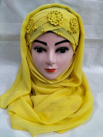 Floral Ready to Wear with Pearls - Yellow